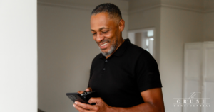 A man texting back after a good date.