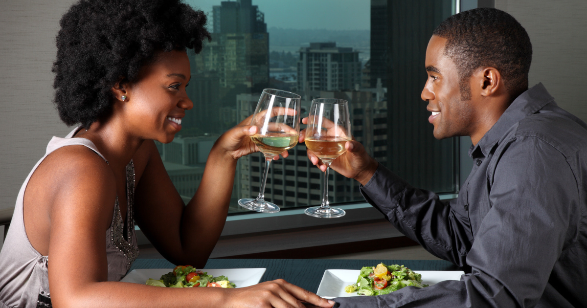 A couple having dinner in Cincinnati