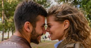 A happy couple matched by a matchmaker.
